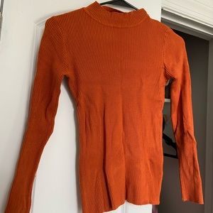 Orange mock neck tee